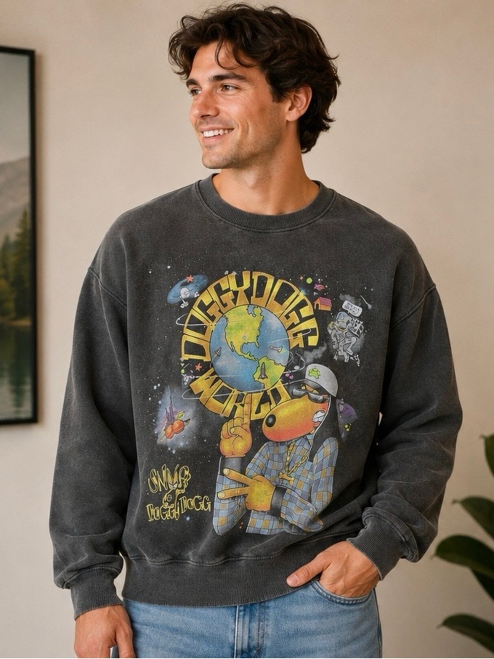 Abercrombie & Fitch Charcoal Snoop Dogg Crewneck Sweater